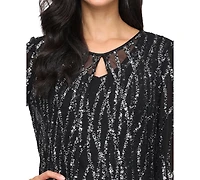 Alex Evenings Women's Sequin 3/4-Sleeve Top