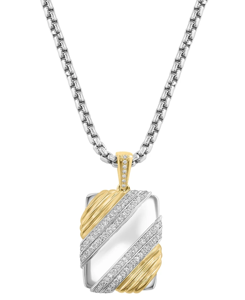 Effy Collection Men's Diamond Pendant Necklace (1/3 ct. t.w.) in Gold Over Silver