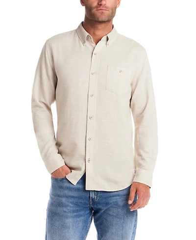 Weatherproof Vintage Men's Long Sleeve Cotton Slub Pebble Dobby Shirt