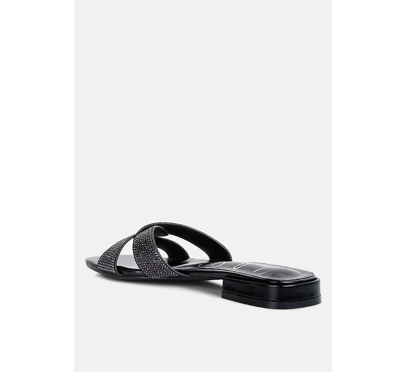 Women's Rum Cake Cross Strap Rhinestone Sandals