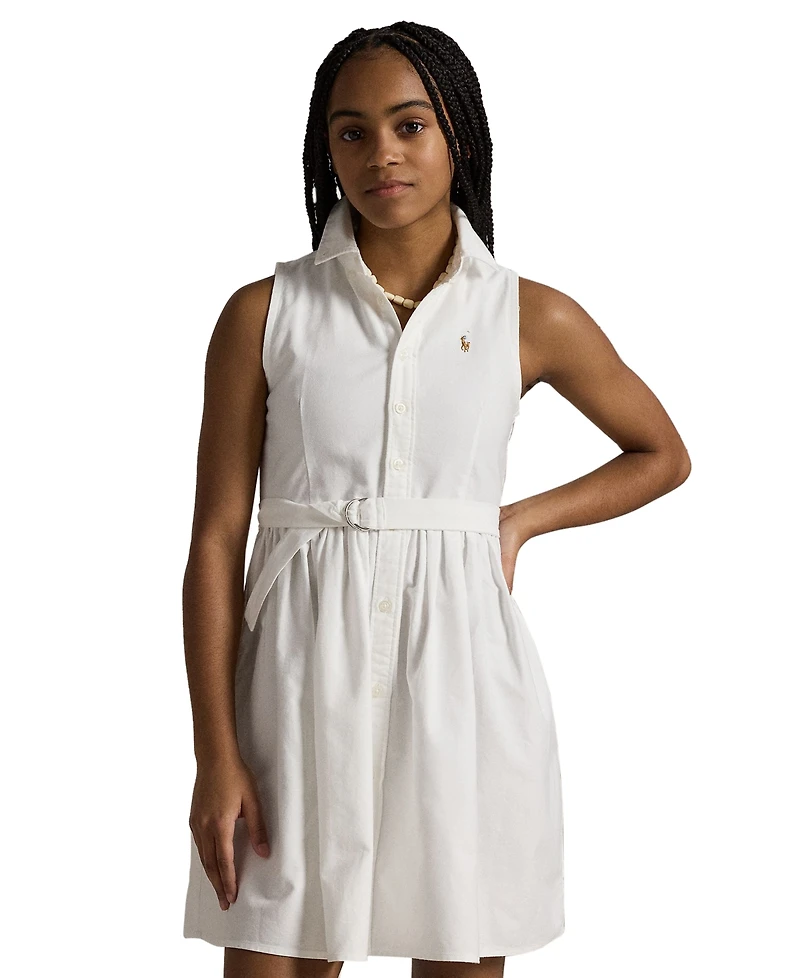 Polo Ralph Lauren Big Girls Belted Cotton Oxford Shirtdress