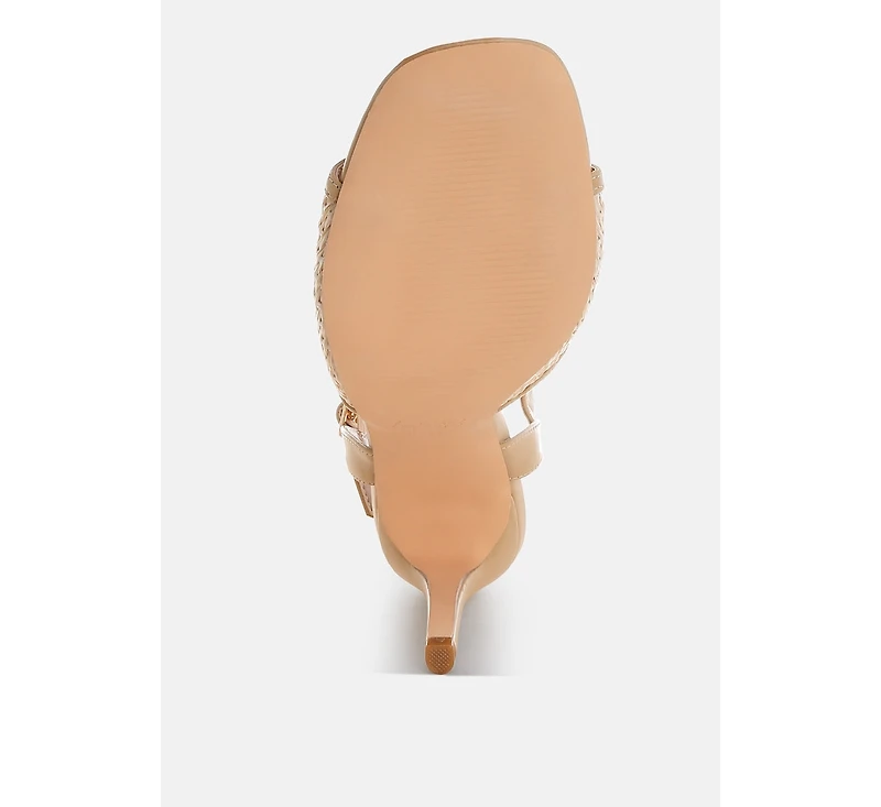Vilasta Raffia Square Toe Stiletto Heels