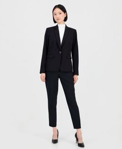 Tahari Asl Womens One Button Blazer With Inner Elastic Retractable Sleeves Shannon Suit Straight Leg Pants