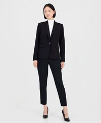 Tahari Asl Womens One Button Blazer With Inner Elastic Retractable Sleeves Shannon Suit Straight Leg Pants