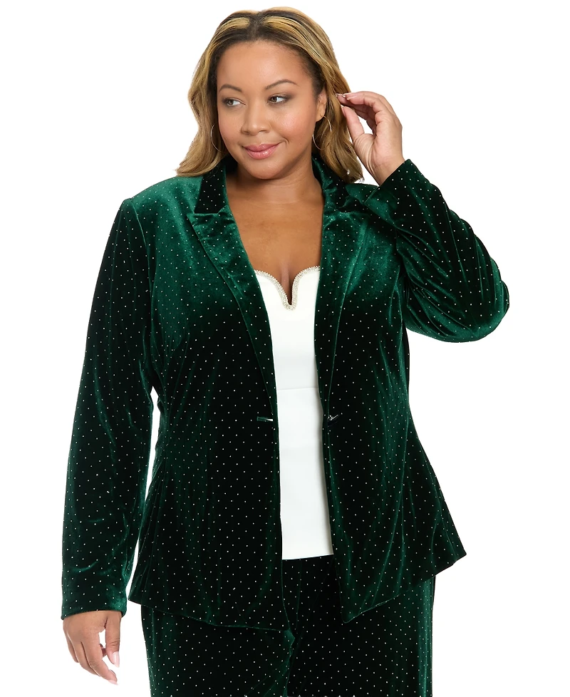 Muse Plus Embellished Long-Sleeve Blazer Jacket