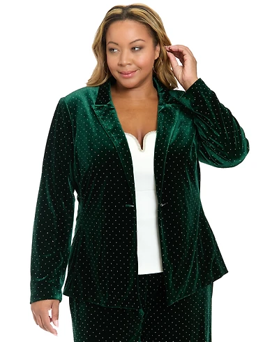 Muse Plus Embellished Long-Sleeve Blazer Jacket