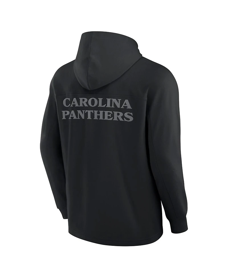 Fanatics Men's Black Carolina Panthers Elements Blaze Tri-Blend Long Sleeve Hoodie T-Shirt
