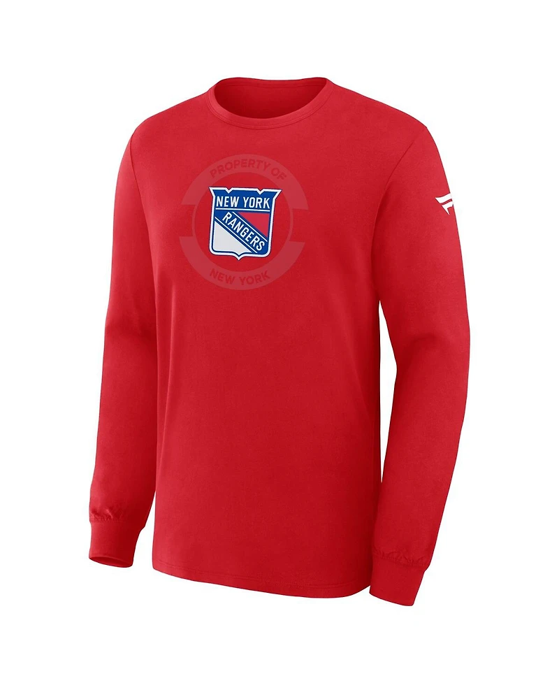 Fanatics Men's Red New York Rangers Authentic Pro Property Of Practice Long Sleeve T-Shirt