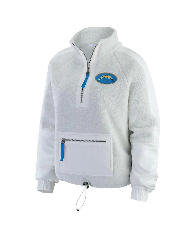 Wear by Erin Andrews Women's White Los Angeles Chargers Polar Fleece Half-Zip Jacket