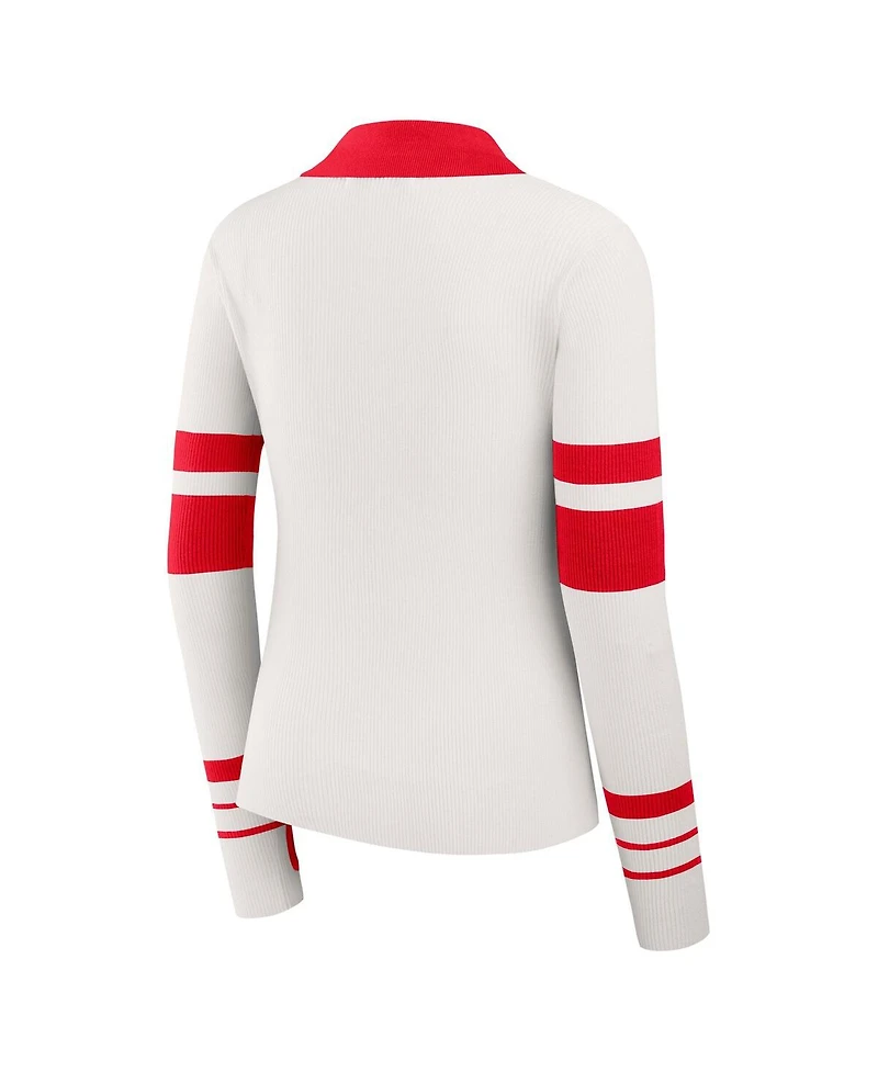 Wear by Erin Andrews Women's White Kansas City Chiefs Ribbed Henley Polo Shirt