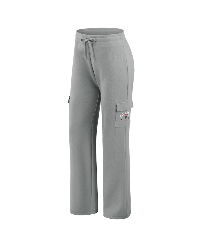 Wear by Erin Andrews Women's 2-Piece Gray Atlanta Falcons Waffle-Knit Long-Sleeve Hoodie and Lounge Pant Set
