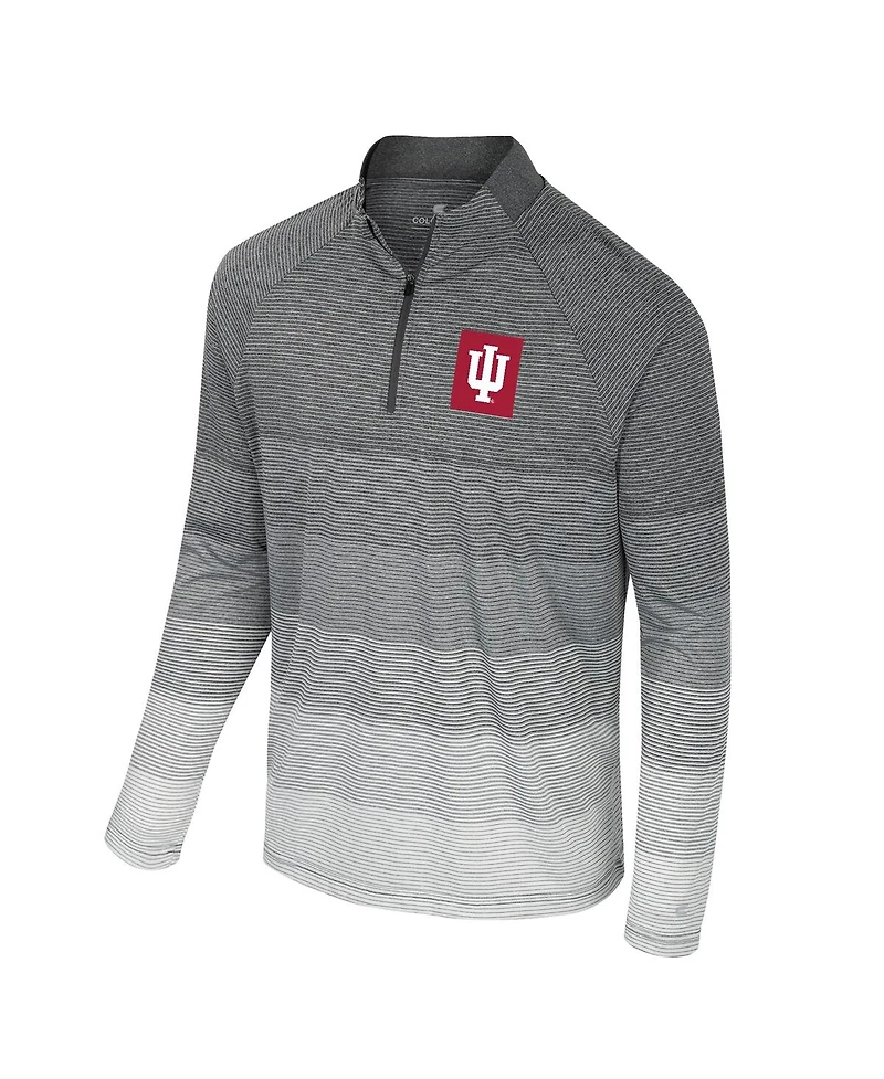 Colosseum Men's Gray Indiana Hoosiers Ai Striped Mesh Quarter-Zip Raglan Windshirt Jacket