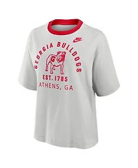 Nike Women's Gray Georgia Bulldogs Legacy Arch Script Boxy T-Shirt