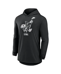 Nike Men's Black Iowa Hawkeyes Legacy Tri-Blend Dri-fit Long Sleeve Hoodie T-Shirt