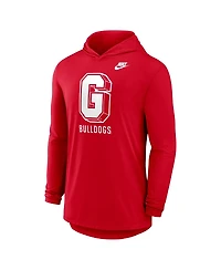 Nike Men's Red Georgia Bulldogs Legacy Tri-Blend Dri-fit Long Sleeve Hoodie T-Shirt