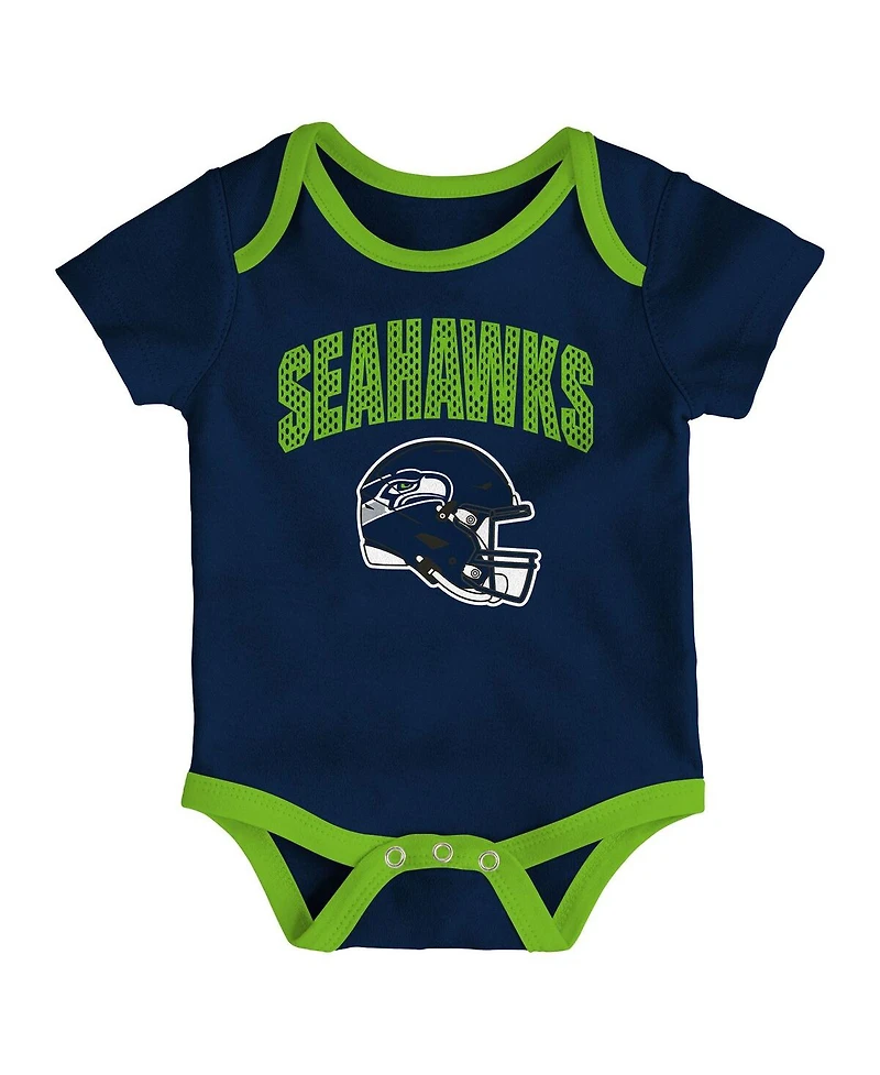 Outerstuff Baby Boys and Girls 3-Piece Seattle Seahawks All Day Play Bodysuit Set