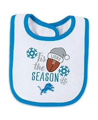 Wear by Erin Andrews Baby Boys and Girls Newborn 2-Piece Detroit Lions Holiday Full-Zip Sleeper Bib Set