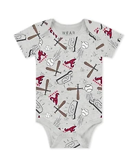 Wear by Erin Andrews Baby Boys and Girls 3-Piece Heather Gray/White/Navy Atlanta Braves Turn Me Around Bodysuits Pants Set