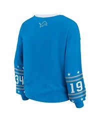 Wear by Erin Andrews Women's Blue Detroit Lions Plus Sport Long-Sleeve T-Shirt