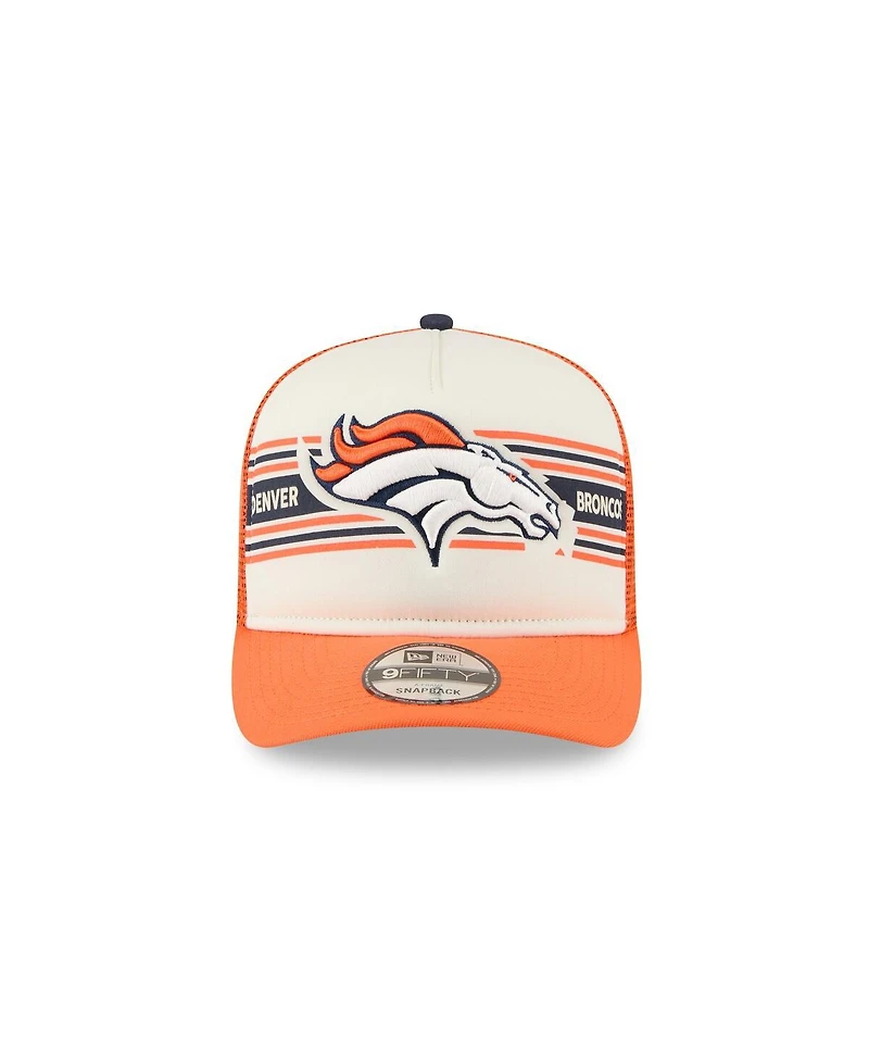 New Era Men's Cream/Orange Denver Broncos Banner A-Frame 9FIFTY Trucker Snapback Hat