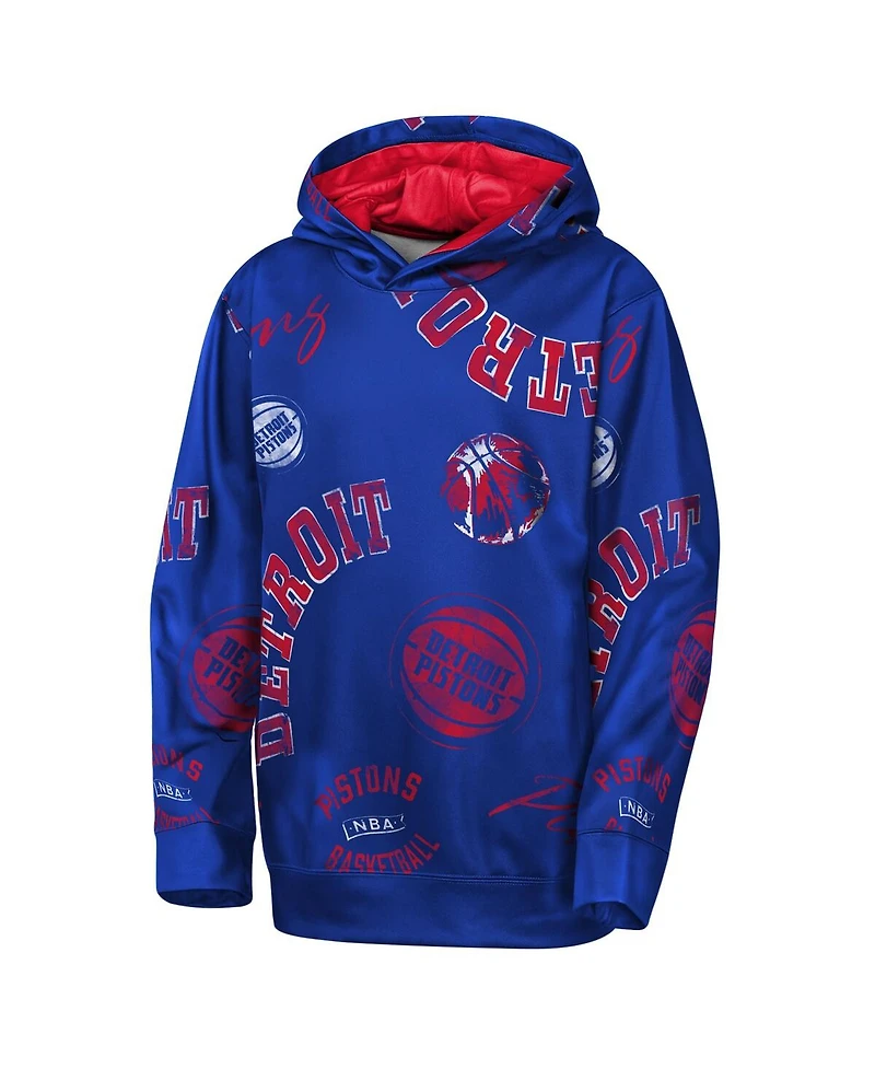 Outerstuff Big Boys and Girls Blue Detroit Pistons Moving Violation Hoodie