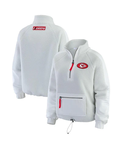Wear by Erin Andrews Women's White Kansas City Chiefs Polar Fleece Half-Zip Jacket