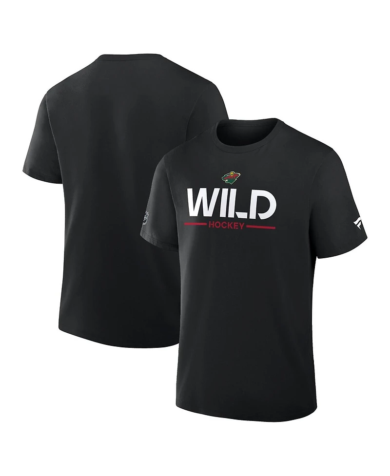 Fanatics Men's Black Minnesota Wild Authentic Pro Primary T-Shirt