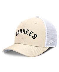 Nike Men's Natural New York Yankees Cooperstown Collection Dri-fit Rise Trucker Adjustable Hat