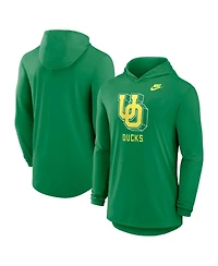 Nike Men's Green Oregon Ducks Legacy Tri-Blend Dri-fit Long Sleeve Hoodie T-Shirt