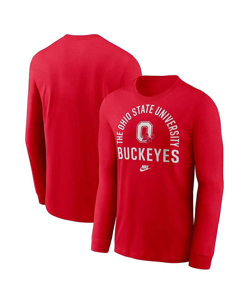 Nike Men's Scarlet Ohio State Buckeyes Legacy Arched Logo Long Sleeve T-Shirt