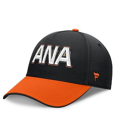 Fanatics Men's Black/Orange Anaheim Ducks Authentic Pro Rink Team Code Flex Hat