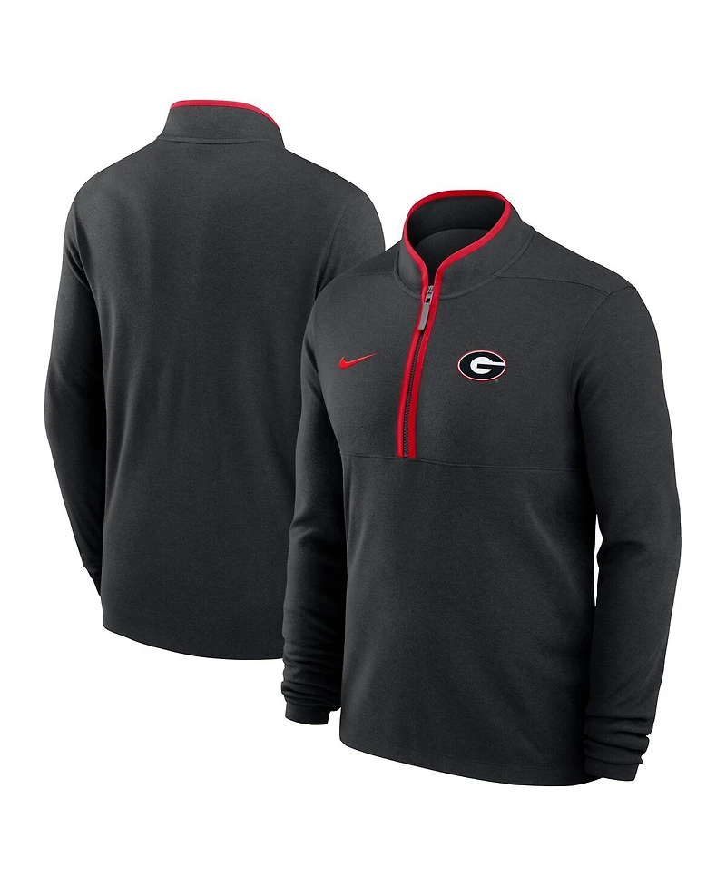 Nike Men's Black Georgia Bulldogs Courtside Victory Dri-fit Half-Zip Pullover Sweatshirt