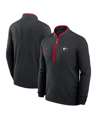 Nike Men's Black Georgia Bulldogs Courtside Victory Dri-fit Half-Zip Pullover Sweatshirt