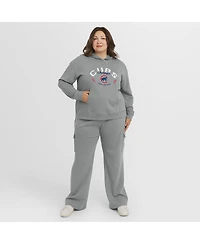 Wear by Erin Andrews Women's 2-Piece Gray Chicago Cubs Plus Waffle-Knit Long-Sleeve Hoodie and Lounge Pant Set