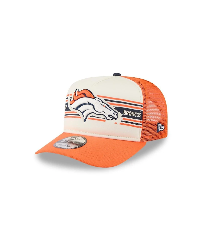 New Era Men's Cream/Orange Denver Broncos Banner A-Frame 9FIFTY Trucker Snapback Hat