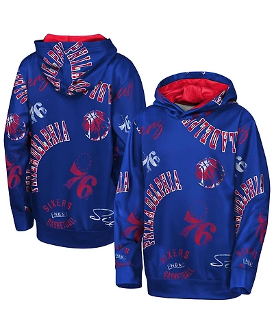 Outerstuff Big Boys and Girls Royal Philadelphia 76ers Moving Violation Hoodie