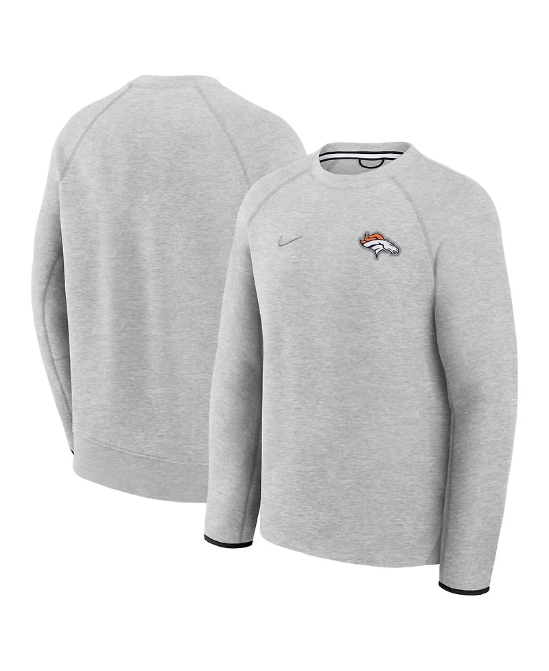 Nike Men's Heather Gray Denver Broncos Tech Fleece Raglan Sweatshirt