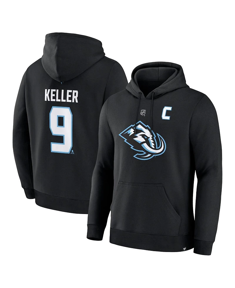 Fanatics Men's Clayton Keller Black Utah Mammoth Authentic Stack Name Number Hoodie