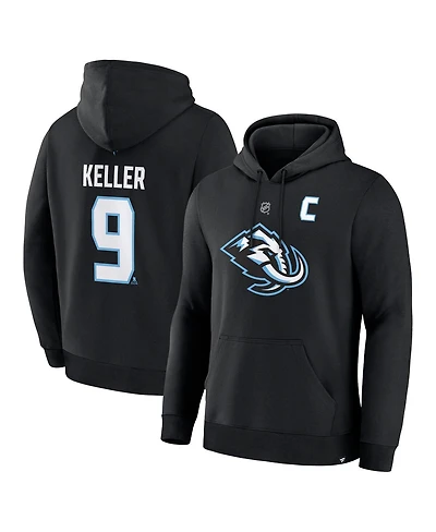 Fanatics Men's Clayton Keller Black Utah Mammoth Authentic Stack Name Number Hoodie