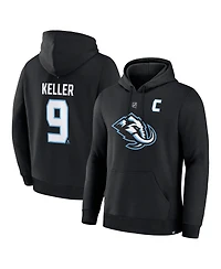 Fanatics Men's Clayton Keller Black Utah Mammoth Authentic Stack Name Number Hoodie