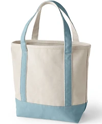 Lands' End Medium Natural 5 Pocket Open Top Canvas Tote Bag