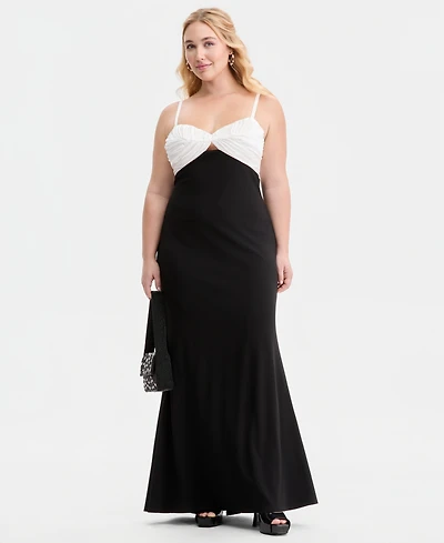 Created for Macy's, City Studios Trendy Plus Ruched-Bust Mermaid Gown