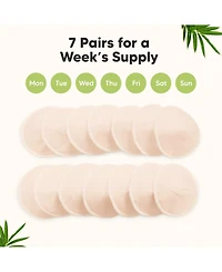 KeaBabies 14pk Organic Nursing Pads, Washable Breast Pads + Wash Bag
