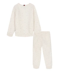 Tommy Hilfiger Baby Girls Print Fleece Top and Joggers, 2-Piece Set