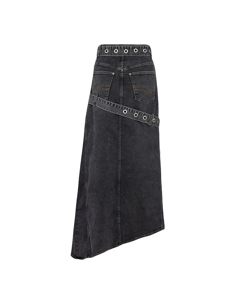 Pcfg Women's Colorblocked Stretch Denim Skirt