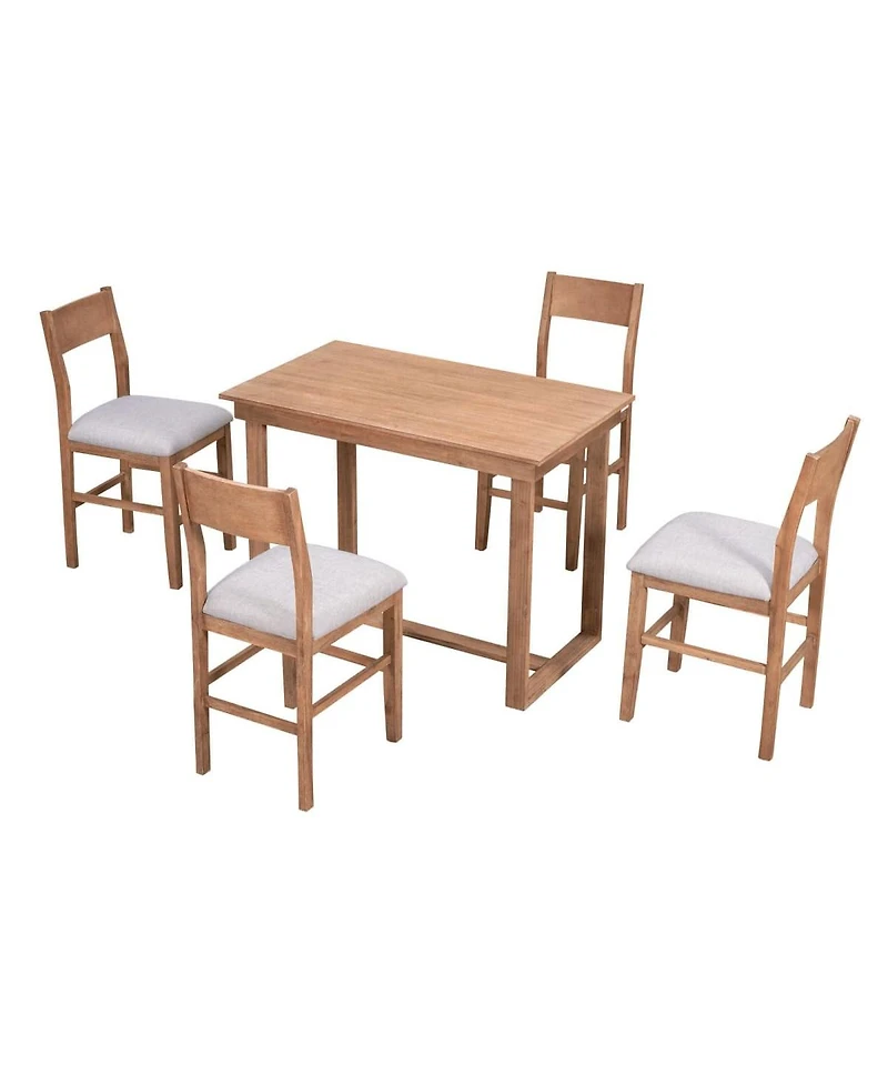 Maison Boucle Space-Saving 5-Piece Counter Height Dining Table Set with 4 Upholstered Chairs