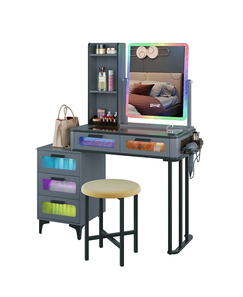 Vlsrka Vanity Makeup Desk with Mirror and Lights