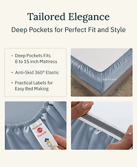 California Design Den Certified Luxury 100% Egyptian Cotton Sheets, Full Sheets for Bed, 4 Piece Deep Pocket Bed Set, Sateen Cooling