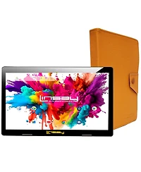 New Linsay 10.1" Tablet Octa Core 128GB Bundle with Orange Case Newest Android 15