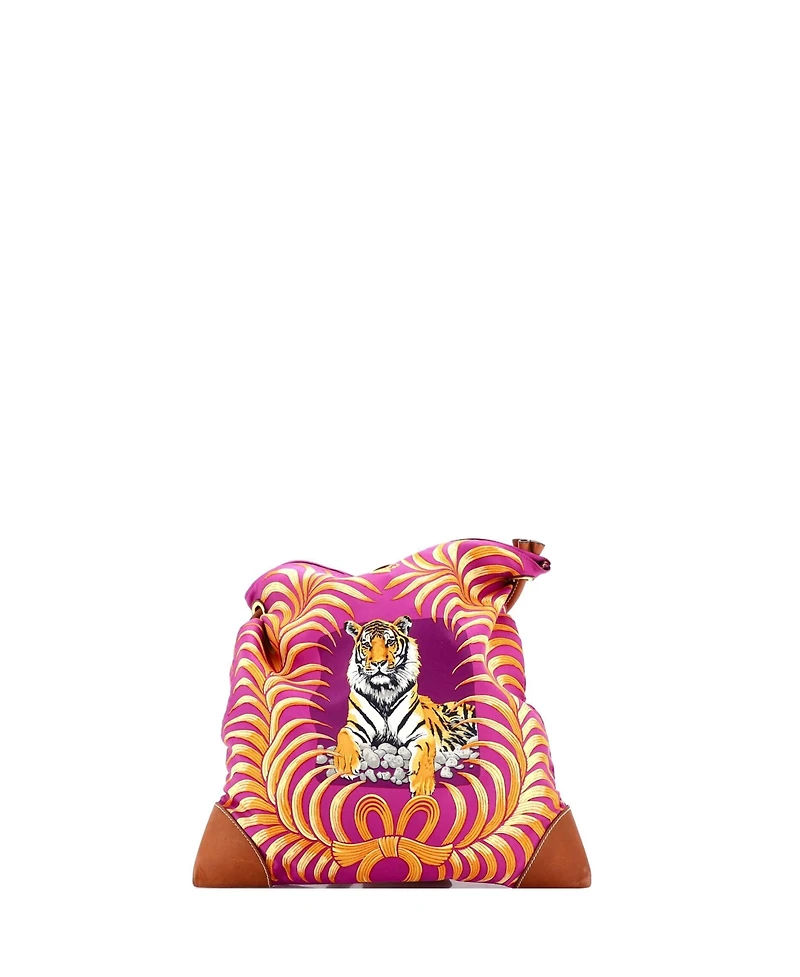 Pre-Owned HERMES Pm Silky City Bag Printed Silk and Leather